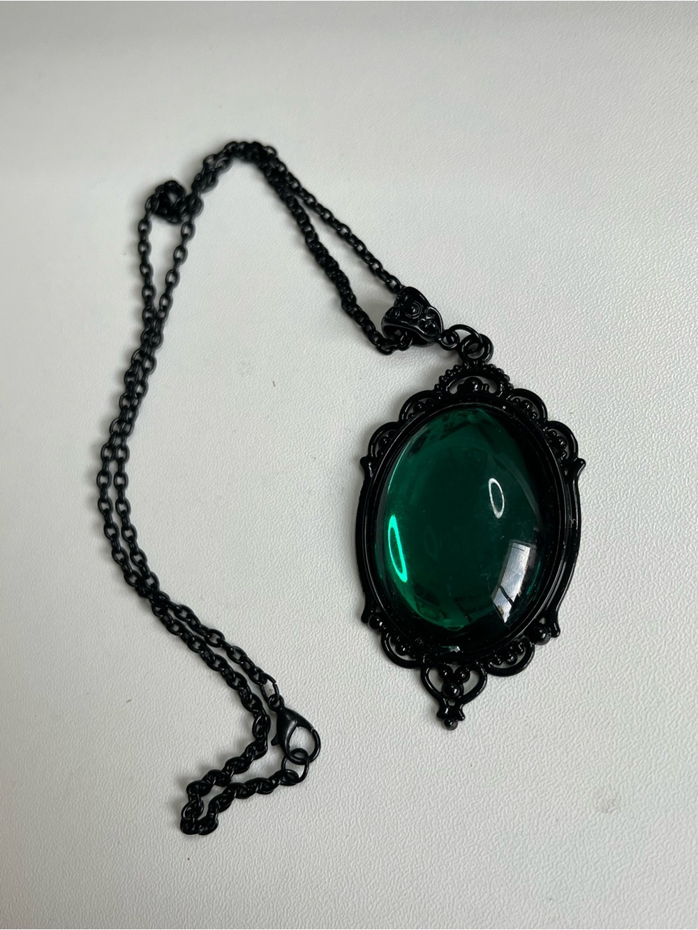 Black green acrylic necklace mirror shape goth spooky